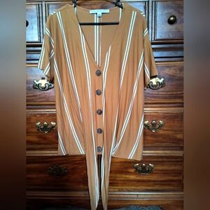 HYFVE Brown Striped Button-Down Blouse. Size S